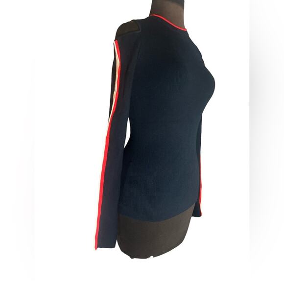 Bailey 44 Navy Good Hue Ribbed Fitted Cold Sholder Knit Sweater Womens Size S - Picture 1 of 7